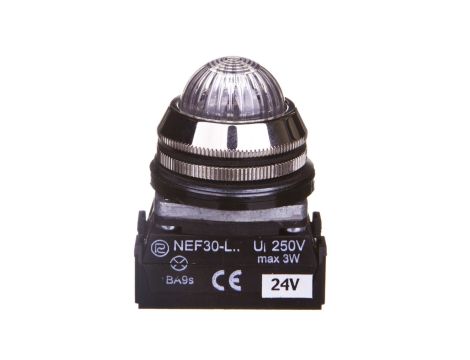 Lampka sygnalizacyjna 30mm bezbarwna 24V AC/DC żarówka W0-L-NEF30LE/24V B