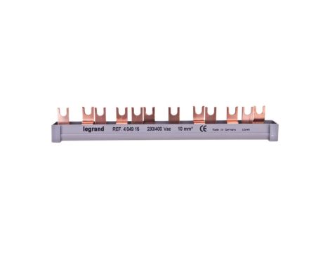 Szyna łączeniowa 2P 63A 10mm2 widełkowa (12 mod.+zasil. 3P+N) BI2-10-12Z 404915