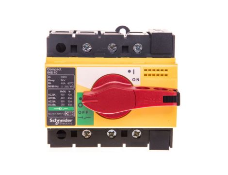 Rozłącznik izolacyjny 3P 40A dzwignia żółto-czerwona INS40 28916