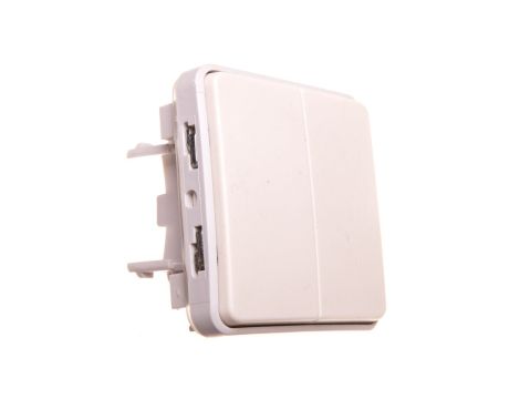 PLEXO55 Przycisk podwójny biały/ecru 069635