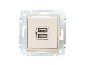 VALENA Gniazdo zasilające 2xUSB 5V 1500mA kremowe 774170