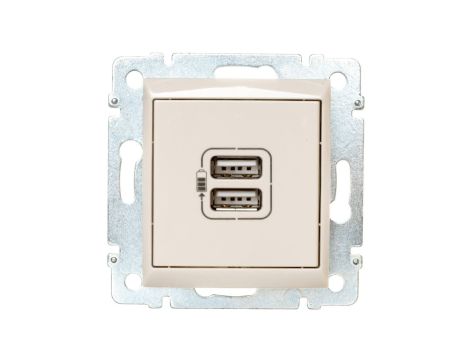 VALENA Gniazdo zasilające 2xUSB 5V 1500mA kremowe 774170