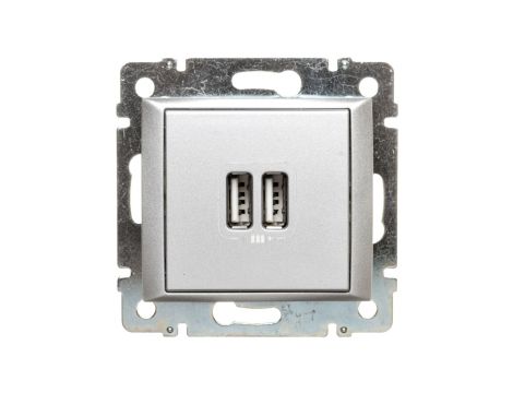 VALENA Gniazdo zasilające 2xUSB 5V 1500mA aluminium 770270