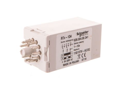 Przekaźnik czasowy 2P 5A 1-12s 110-127V AC/DC praca cykliczna RTX-134 2612113
