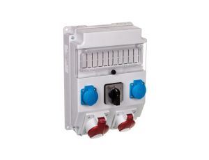 Rozdzielnica 1x32A 5P/ 1x16A 5P 2x250V okienko wyłącznik 0-1 IP54 ROS 11/X-21.2/0-1