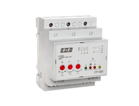 Przekaźnik kontroli napięcia 3-fazowy 2P 2x8A 3x500V 150-210V AC (bez N) CP-500