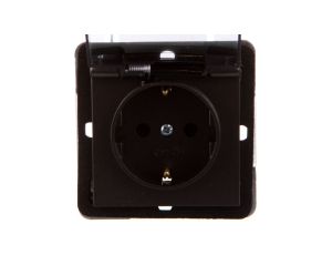 IMPRESJA Gniazdo bryzgoszczelne z/u Schuko IP44 klapka przezroczysta antracyt GPH-1YS/m/50/d