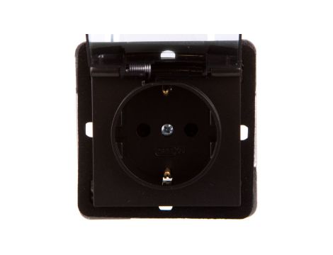 IMPRESJA Gniazdo bryzgoszczelne z/u Schuko IP44 klapka przezroczysta antracyt GPH-1YS/m/50/d