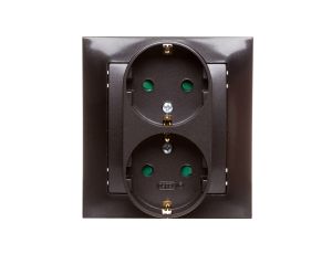 IMPRESJA Gniazdo podwójne z/u Schuko z przesłonami antracyt GP-2YSP/50