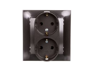 IMPRESJA Gniazdo podwójne z/u Schuko antracyt GP-2YS/50