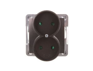 IMPRESJA Gniazdo podwójne b/u z przesłonami antracyt GP-2YRP/m/50