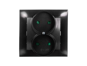 IMPRESJA Gniazdo podwójne b/u z przesłonami antracyt GP-2YP/50