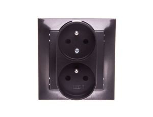 IMPRESJA Gniazdo podwójne z/u z niezamiennością faz antracyt GP-2YC/50