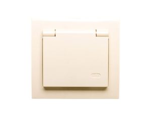 KIER Gniazdo bryzgoszczelne z/u Schuko IP44 z przesłonami klapka beżowa GPH-1WSP/01/w