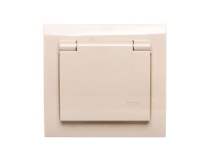 KIER Gniazdo bryzgoszczelne z/u Schuko IP44 klapka beżowa GPH-1WS/01/w
