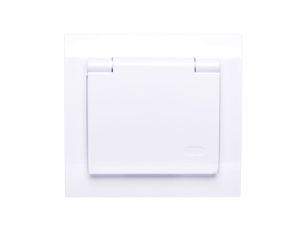 KIER Gniazdo bryzgoszczelne z/u Schuko IP44 z przesłonami klapka biała GPH-1WSP/00/w