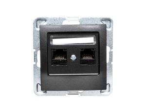 IMPRESJA Gniazdo komputerowe podwójne RJ45 kat.5e MMC antracyt GPK-2Y/K/m/50