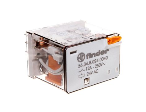 Przekaźnik 4P 12A 24V AC przycisk testujący, mechaniczny wskaźnik zadziałania 56.34.8.024.0040