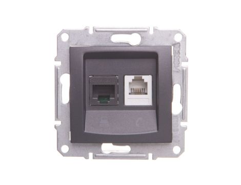 SEDNA Gniazdo teleinformatyczne RJ11 RJ45 kat.6 UTP grafitowe SDN5200170