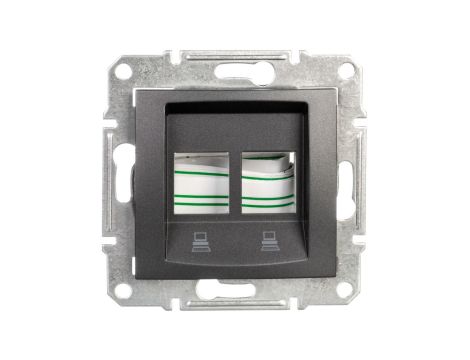 SEDNA Płytka centralna podwójna pod wkład komputerowy RJ45 AMP,MOLEX grafitowa SDN4400670