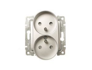 VENA Gniazdo podwójne z/u z przesłonami aluminium 514047