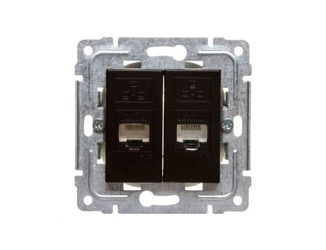 DANTE Gniazdo komputerowe podwójne 2xRJ45 kat.5e nieekranowane czarne 450967