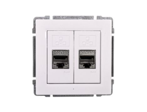 KOS66 Gniazdo komputerowe podwójne 2xRJ45 kat.6 ekranowane białe 660468