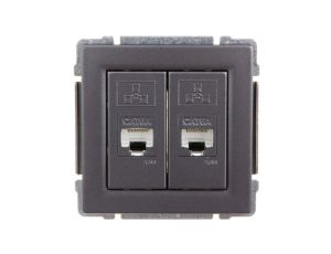KOS66 Gniazdo komputerowe podwójne 2xRJ45 kat.6 ekranowane grafit 666068
