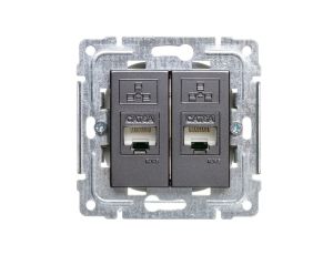 DANTE Gniazdo komputerowe podwójne 2xRJ45 kat.6 ekranowane grafit 456068