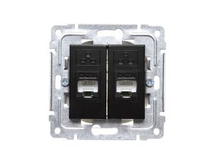 DANTE Gniazdo komputerowe podwójne 2xRJ45 kat.6 ekranowane czarne 450968