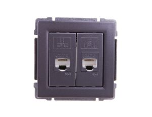 KOS66 Gniazdo komputerowe podwójne 2xRJ45 kat.5e nieekranowane grafit 666067
