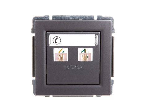 KOS66 Gniazdo telefoniczne podwójne 2xRJ11 grafit 666064