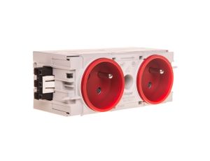 Gniazdo kanałowe 2P+Z 2-kr,wtyk,zacisk C-Profil,czer GE20103020