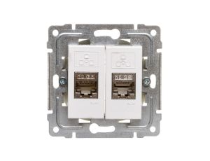 DANTE Gniazdo komputerowe podwójne 2xRJ45 kat.6 ekranowane białe 450468