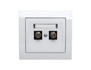 KIER Gniazdo antenowe podwójne typu F białe GPA-2WF/00