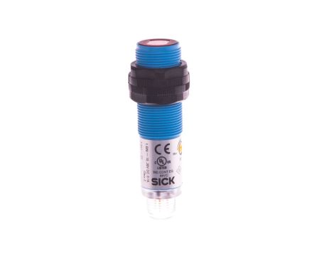 Czujnik fotoelektryczny 0,05-7m M18 10-30V DC PNP M12 4-piny 1kHz prosty tworzywo + odbłyśnik P25 VL180-2P42436 6037496