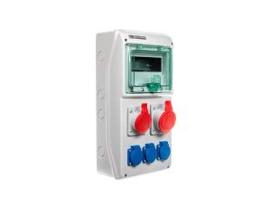 Rozdzielnica budowlana 8 modułow, 1x16A 5P 400V, 1x32A 5P 400V, 3x16A 2P+Z RSS-02 IP44 942020