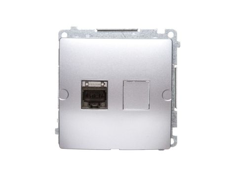 Simon Basic Gniazdo komputerowe RJ45, kategoria 6, pojedyncze ekranowane z przesłoną srebrny mat BM61E.01/43