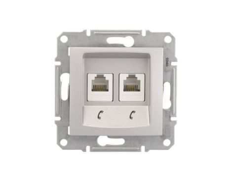 Sedna Gniazdo telefoniczne podwójne RJ11 aluminium SDN4201160