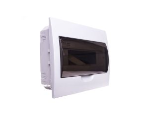 Rozdzielnica modułowa tworzywo 1x12 podtynkowa IP40 IK06 N+PE II klasa drzwi transparentne szare DB112F 1X12P/FMD biały 3843