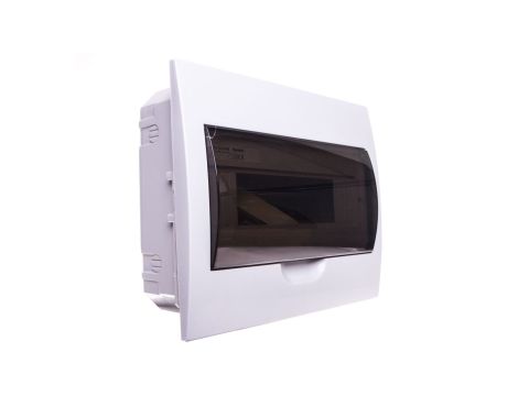Rozdzielnica modułowa tworzywo 1x12 podtynkowa IP40 IK06 N+PE II klasa drzwi transparentne szare DB112F 1X12P/FMD biały 3843
