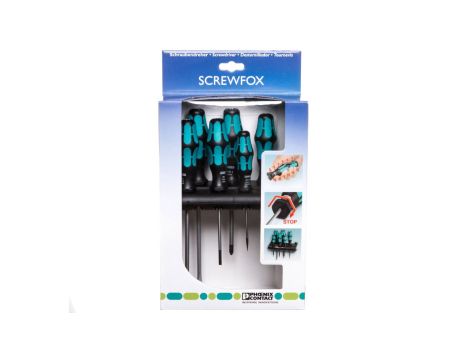 Zestaw wkrętaków, szczelinowych/krzyżowych-Phillips Recess, 6-częściowy z uchwytem SF-SL/PH SET 1212541