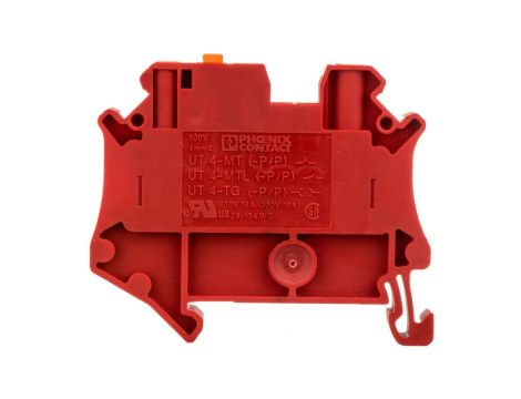 Złączka przelotowa 2-przewodowa z odłącznikiem nożowym 4mm2 czerwona UT 4-MT-P/P RD 3057254 /50szt./