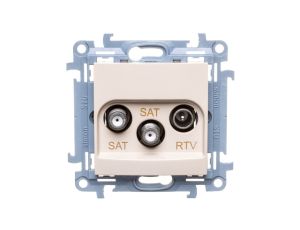 Simon 10 Gniazdo antenowe podwójne SAT-SAT-RTV kremowy CASK2.01/41