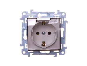Simon 10 Gniazdo pojedyncze SCHUKO z uszczelką klapka transparetna biała 16A 250V IP44 CGSZ1B.01/11A
