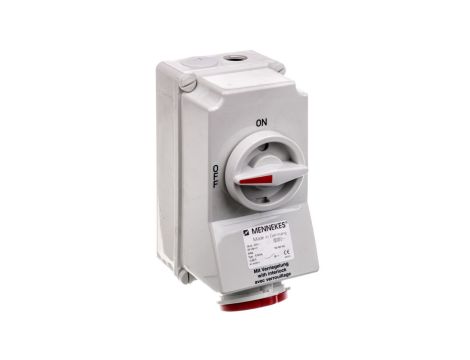 Gniazdo naścienne z rozłącznikiem 16A 5P 6h 400V czerwone IP44 5103A MEN5103A