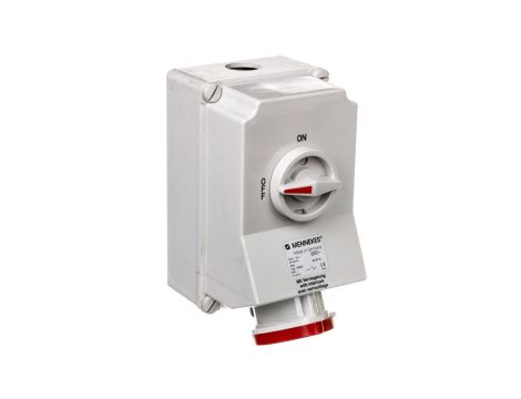 Gniazdo naścienne z rozłącznikiem 63A 5P 6h 400V czerwone IP44 5959A MEN5959A