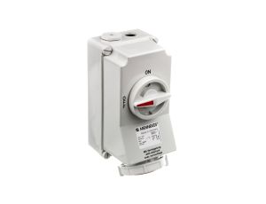 Gniazdo naścienne z rozłącznikiem 16A 5p 6h 400V IP67 z podwójną blokadą mechaniczną MEN5603A