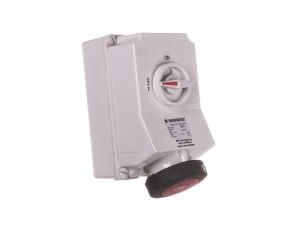 Gniazdo naścienne z rozłącznikiem 63A 5p 6h 400V IP67 z podwójną blokadą mechaniczną MEN5113A