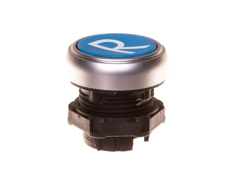 Napęd przycisku 22mm niebieski z samopowrotem bez adaptera symbol /R/ LPCB1176
